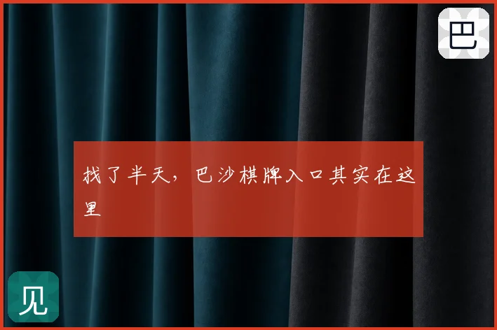 找了半天，巴沙棋牌入口其实在这里